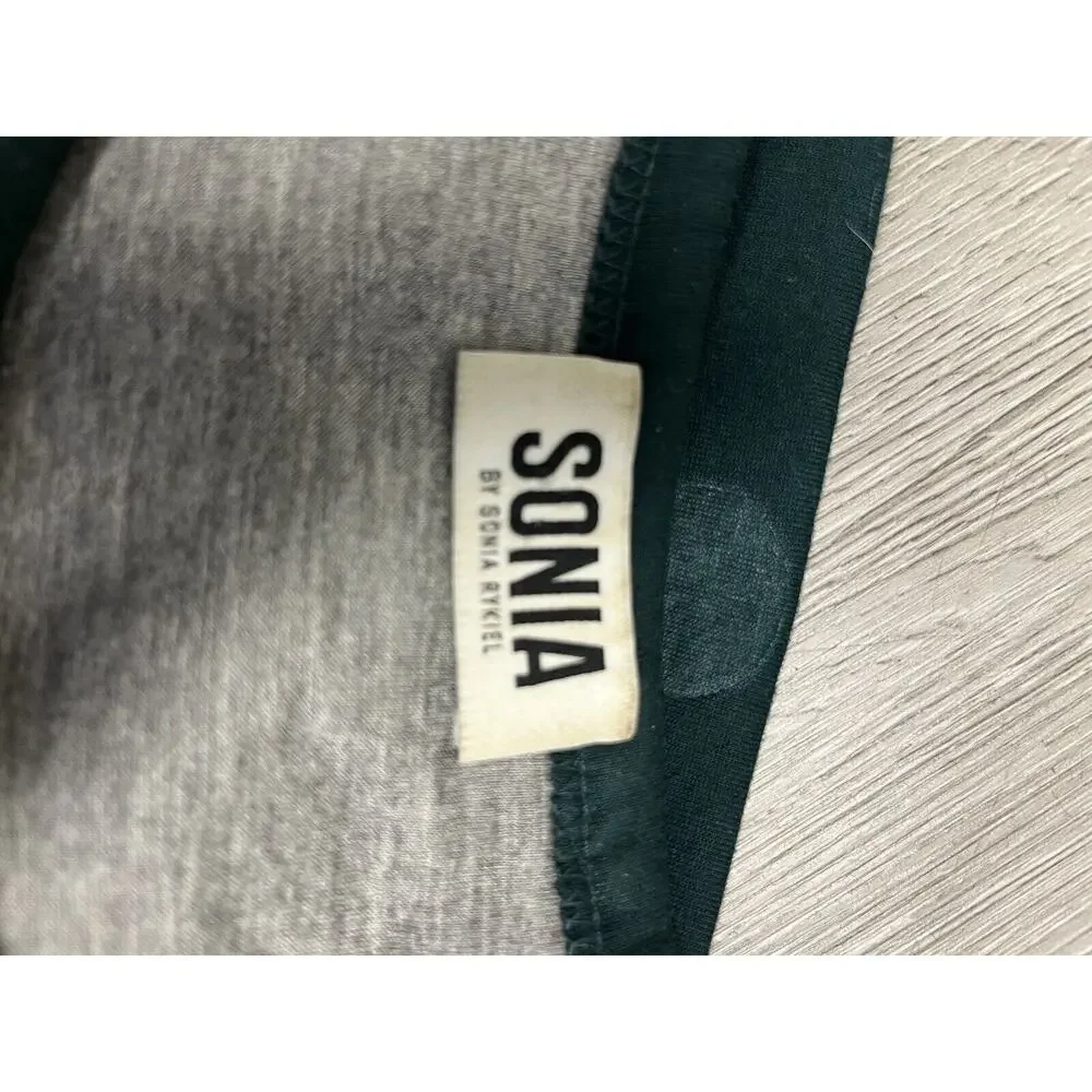 SONIA RYKIEL Green Polka Dot Neoprene Long Sleeve Pullover Sweater Top S - Picture 4 of 4
